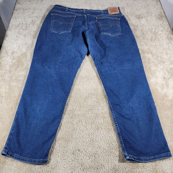 Levis 505 Jeans Mens 42 Regular Fit Dark Wash Denim 100% Cotton Comfort 42x30 - Picture 3 of 7
